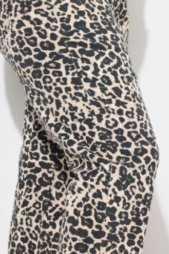 Plus size veliki brojevi Traperice širih nogavica s leopard uzorkom za punije