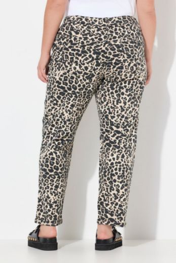 Plus size veliki brojevi Traperice širih nogavica s leopard uzorkom za punije