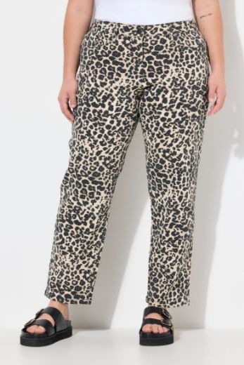 Plus size veliki brojevi Traperice širih nogavica s leopard uzorkom za punije