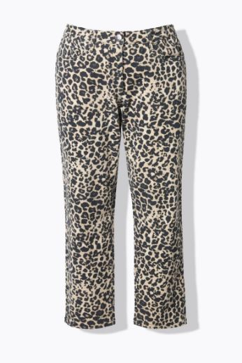Plus size veliki brojevi Traperice širih nogavica s leopard uzorkom za punije