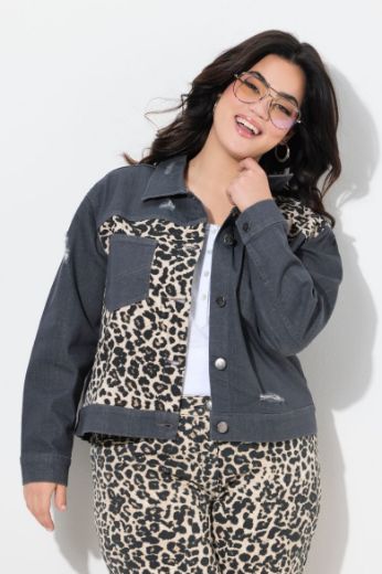 Plus size veliki brojevi Jakna traper s leopard uzorkom za punije