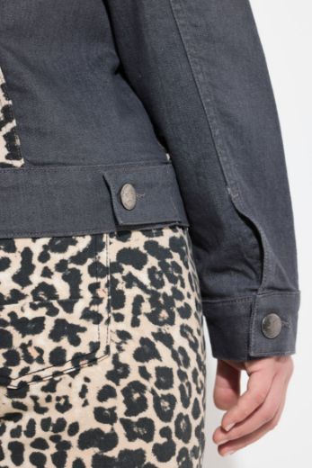 Plus size veliki brojevi Jakna traper s leopard uzorkom za punije