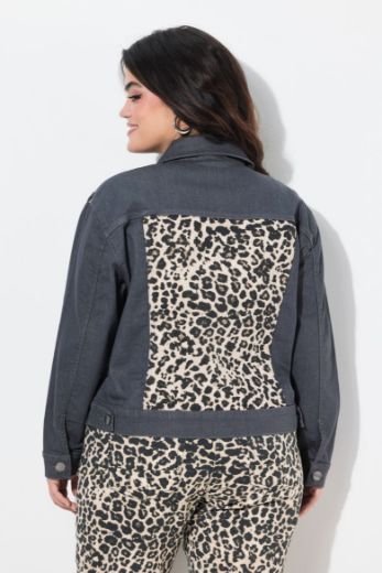 Plus size veliki brojevi Jakna traper s leopard uzorkom za punije