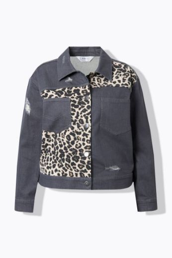 Plus size veliki brojevi Jakna traper s leopard uzorkom za punije