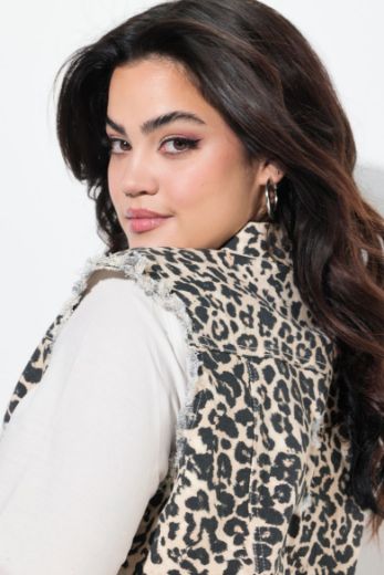 Plus size veliki brojevi Prsluk od trapera s leopard uzorkom za punije