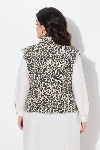 Plus size veliki brojevi Prsluk od trapera s leopard uzorkom za punije