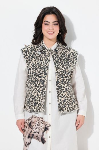Plus size veliki brojevi Prsluk od trapera s leopard uzorkom za punije