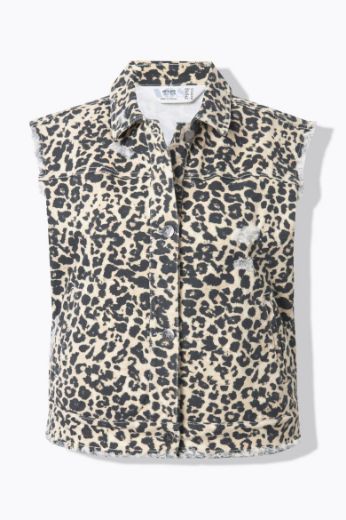 Plus size veliki brojevi Prsluk od trapera s leopard uzorkom za punije
