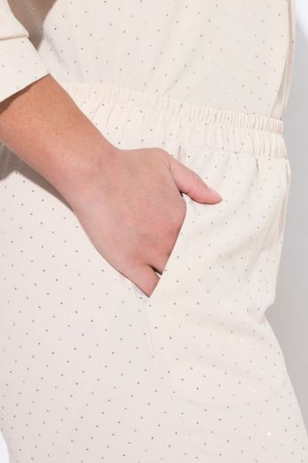 Plus size veliki brojevi Hlače elastičnog struka s dodatkok ukrasnih kamenčića za punije