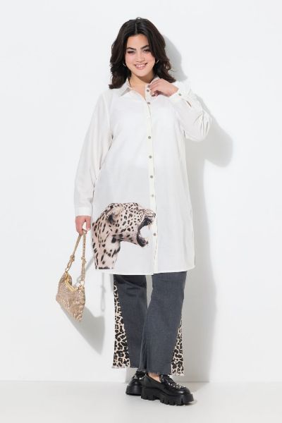 Veliki brojevi Bluza s leopard uzorkom moda za punije