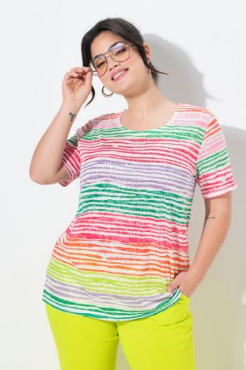 Plus size veliki brojevi Majica kratkih rukava na pruge za punije