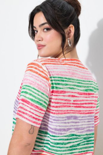 Plus size veliki brojevi Majica kratkih rukava na pruge za punije