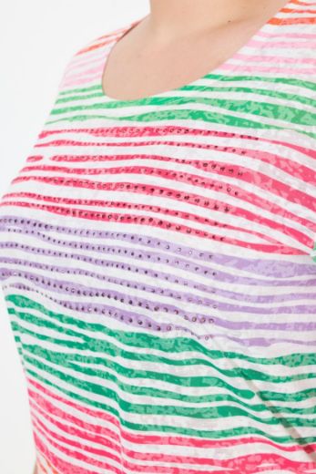 Plus size veliki brojevi Majica kratkih rukava na pruge za punije
