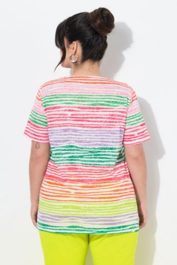 Plus size veliki brojevi Majica kratkih rukava na pruge za punije