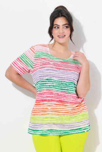 Plus size veliki brojevi Majica kratkih rukava na pruge za punije