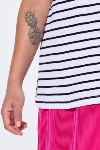 Plus size veliki brojevi Majica kratkih rukava na pruge za punije