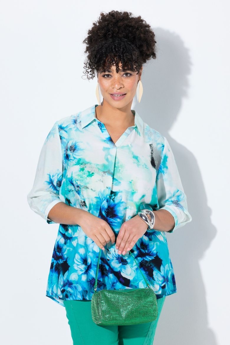 Plus size veliki brojevi Bluza dužeg kroja cvjetnog uzorka za punije