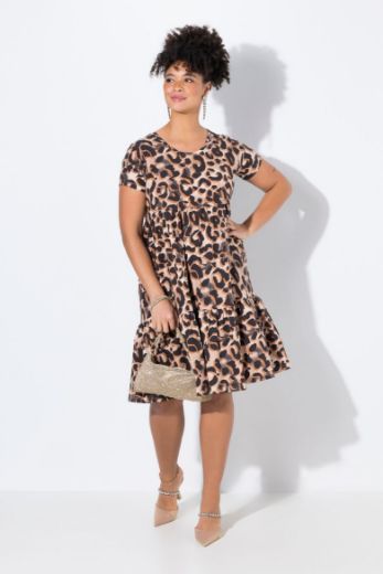 Plus size veliki brojevi Haljina na volane s leopard uzorkom za punije