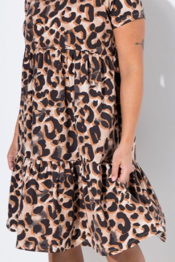 Plus size veliki brojevi Haljina na volane s leopard uzorkom za punije