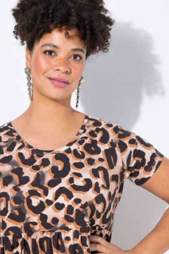 Plus size veliki brojevi Haljina na volane s leopard uzorkom za punije