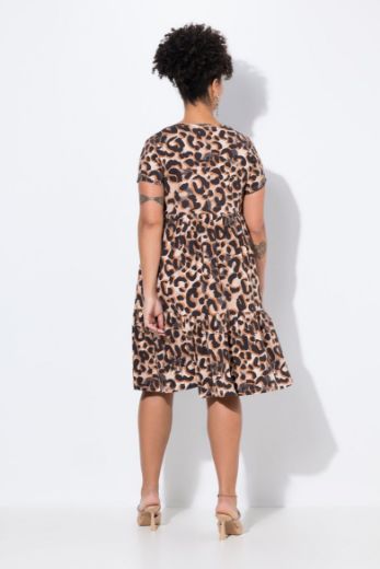 Plus size veliki brojevi Haljina na volane s leopard uzorkom za punije