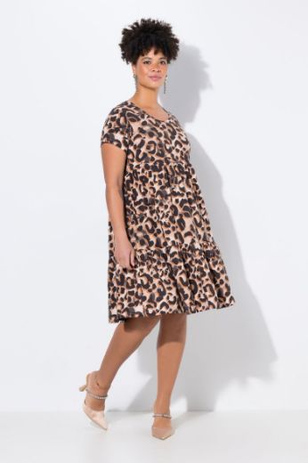 Plus size veliki brojevi Haljina na volane s leopard uzorkom za punije