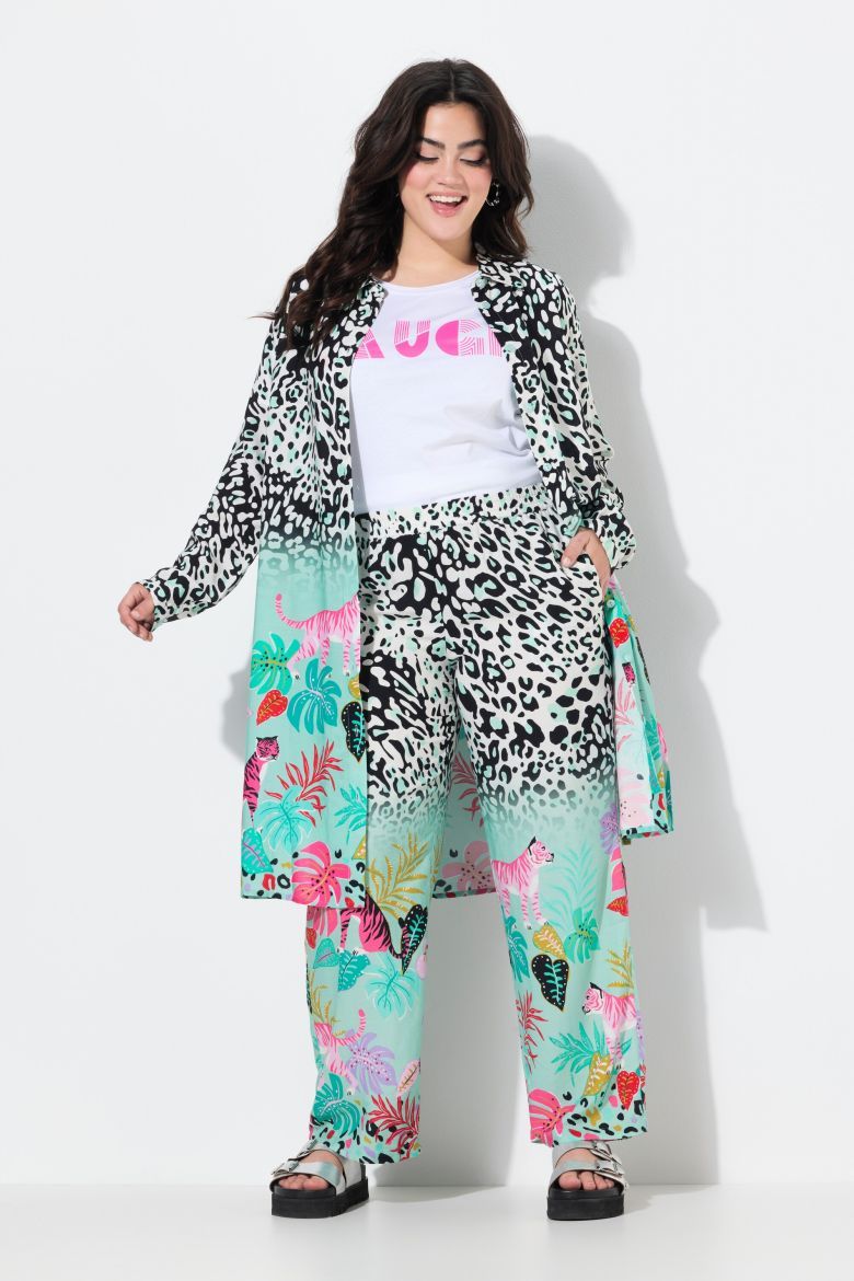 Plus size veliki brojevi Hlače širokih nogavica s leopard uzorkom za punije