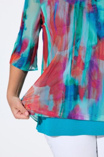 Plus size veliki brojevi Bluza mrežasta s printom za punije