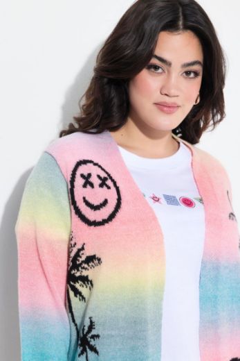 Plus size veliki brojevi Kardigan s motivom palme za punije