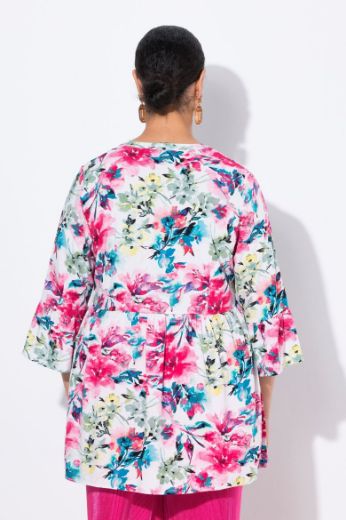 Plus size veliki brojevi Bluza s volan rukavima cvjetnog printa za punije