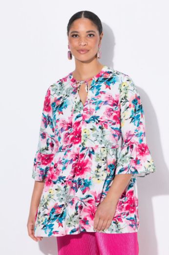 Plus size veliki brojevi Bluza s volan rukavima cvjetnog printa za punije