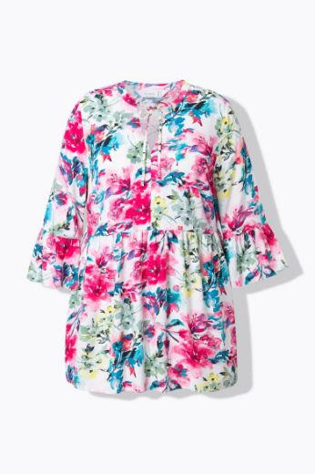 Plus size veliki brojevi Bluza s volan rukavima cvjetnog printa za punije