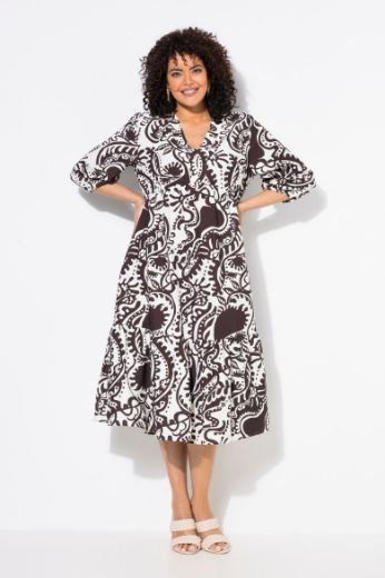 Plus size veliki brojevi Haljina midi 3/4 rukava A kroja za punije