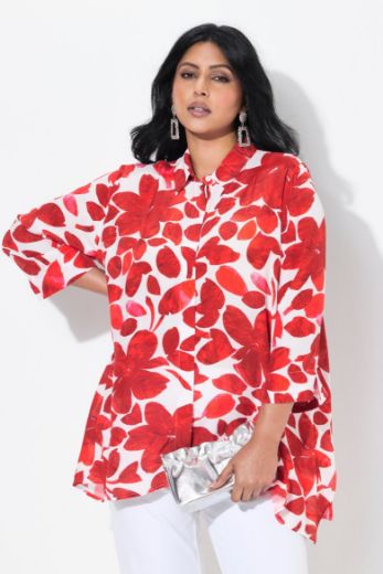Plus size veliki brojevi Bluza 3/4 rukava cvjetnog uzorka za punije