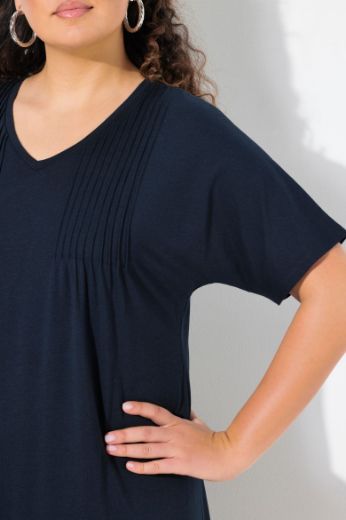 Plus size veliki brojevi Haljina kratkih rukava V ovratnika za punije
