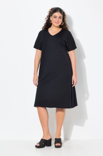 Plus size veliki brojevi Haljina kratkih rukava V ovratnika za punije