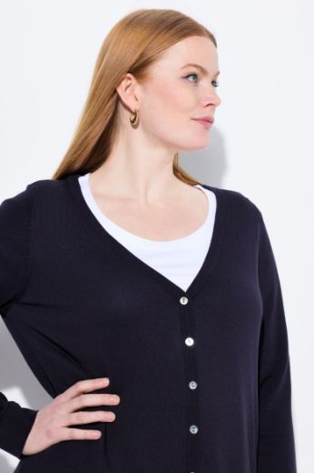 Plus size veliki brojevi Kardigan na kopčanje dužeg kroja za punije