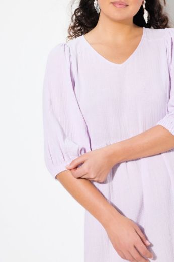 Plus size veliki brojevi Haljina midi 3/4 rukava V ovratnika za punije