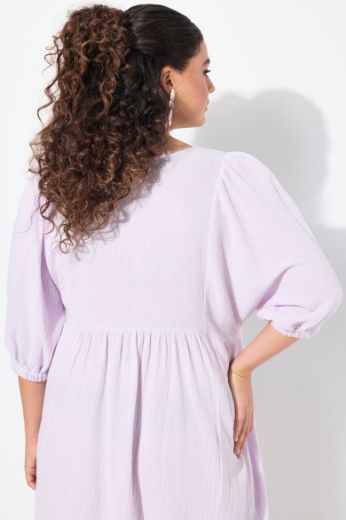Plus size veliki brojevi Haljina midi 3/4 rukava V ovratnika za punije