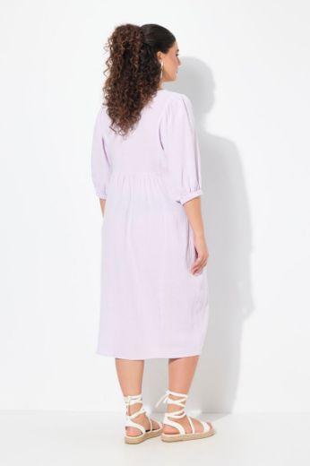 Plus size veliki brojevi Haljina midi 3/4 rukava V ovratnika za punije