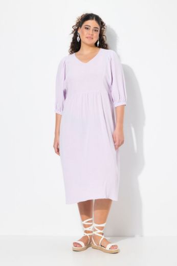 Plus size veliki brojevi Haljina midi 3/4 rukava V ovratnika za punije