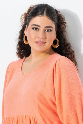 Plus size veliki brojevi Haljina midi 3/4 rukava V ovratnika za punije
