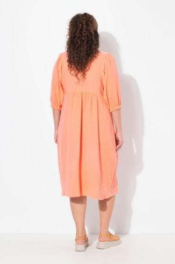Plus size veliki brojevi Haljina midi 3/4 rukava V ovratnika za punije