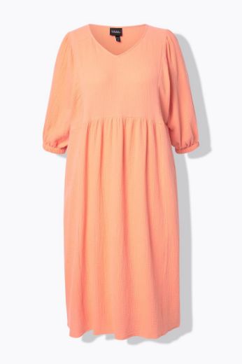 Plus size veliki brojevi Haljina midi 3/4 rukava V ovratnika za punije
