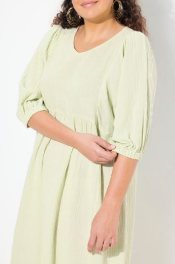 Plus size veliki brojevi Haljina midi 3/4 rukava V ovratnika za punije