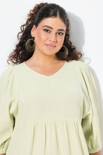 Plus size veliki brojevi Haljina midi 3/4 rukava V ovratnika za punije