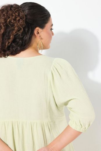 Plus size veliki brojevi Haljina midi 3/4 rukava V ovratnika za punije