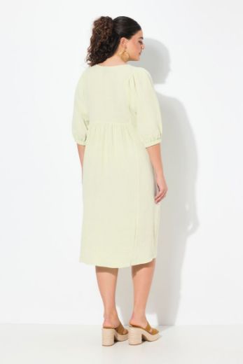Plus size veliki brojevi Haljina midi 3/4 rukava V ovratnika za punije