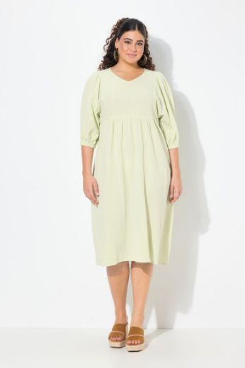 Plus size veliki brojevi Haljina midi 3/4 rukava V ovratnika za punije