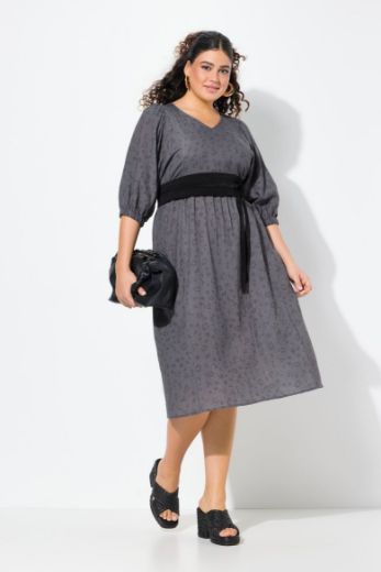Plus size veliki brojevi Haljina midi 3/4 rukava V ovratnika za punije